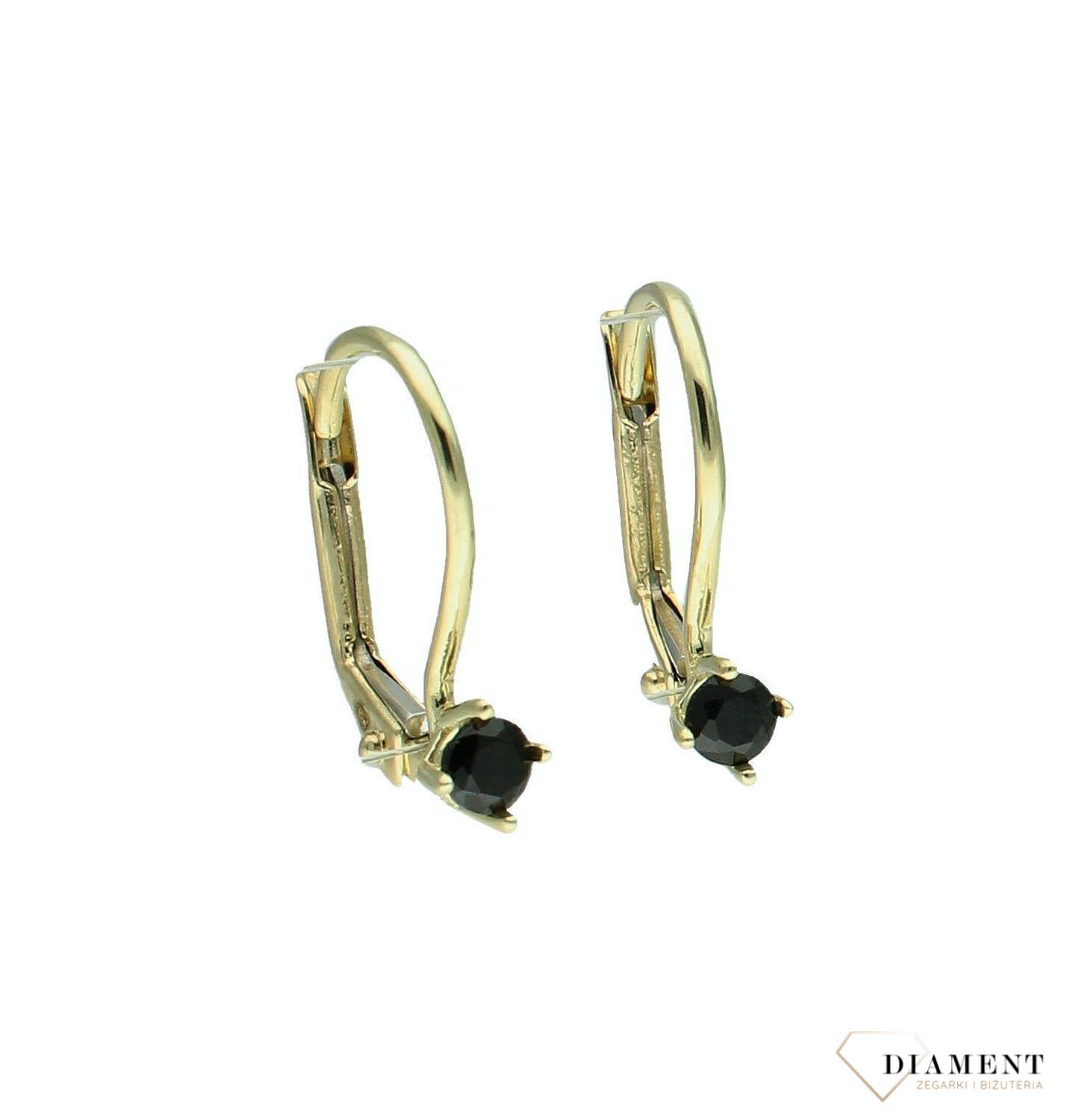 Złote kolczyki damskie 375 z czarną cyrkonią KL 8813 375 (1).jpg